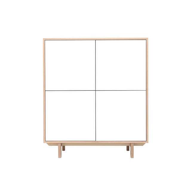 Buffet haut scandinave bois et blanc  4 portes L110 cm SID Couleur bois clair / blanc <span itemprop=