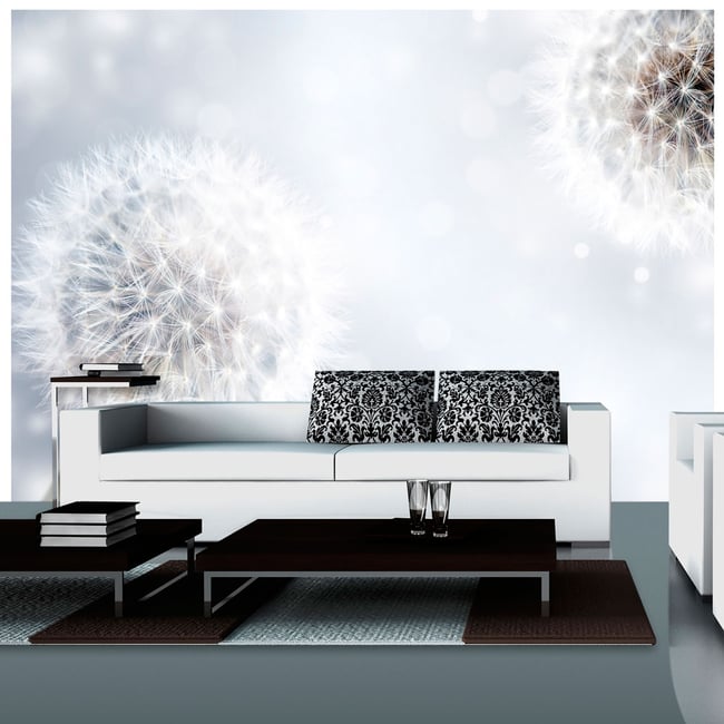 Papier peint intissé panoramique Fleurs Unpredictable moments Couleur gris / argent <span itemprop=