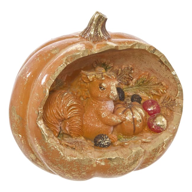 CITROUILLE RESINE ECUREUIL H14 Couleur orange <span itemprop=