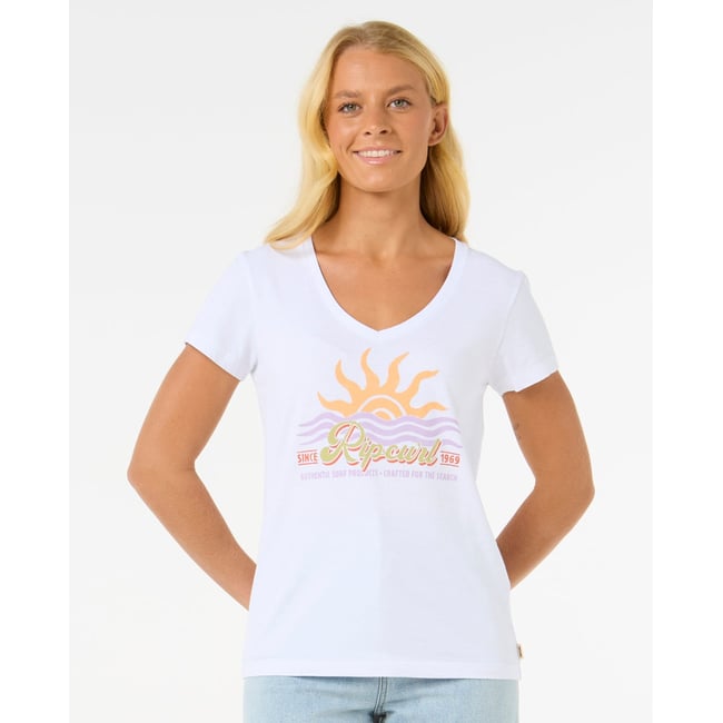 T-shirt CALA V-NECK TEE white <span itemprop=