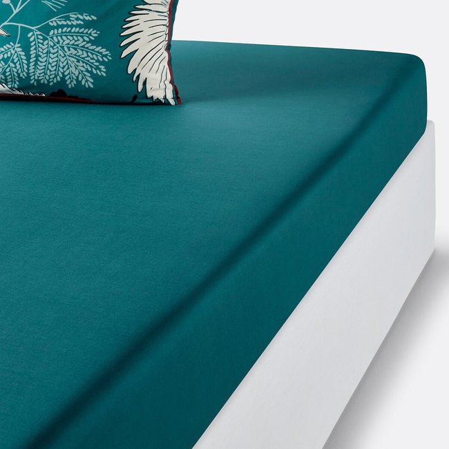 Hoeslaken in perkal Grues Bleu <span itemprop=