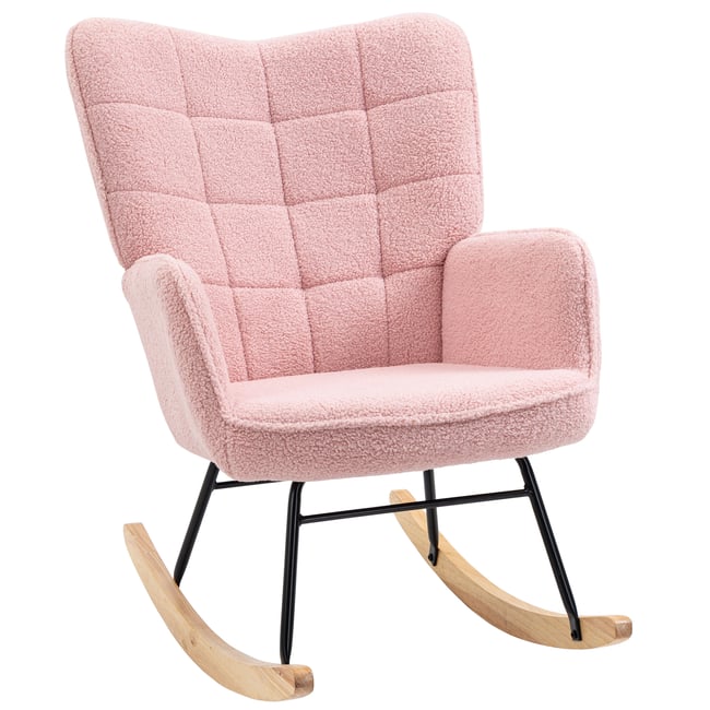 Fauteuil à bascule Imitation cachemire Rose Couleur rose <span itemprop=