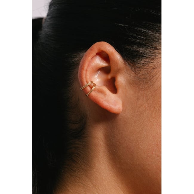 Faux piercing double conch - Eclat argent / tanzanite <span itemprop=