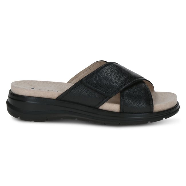 Mule en cuir noir nappa <span itemprop=