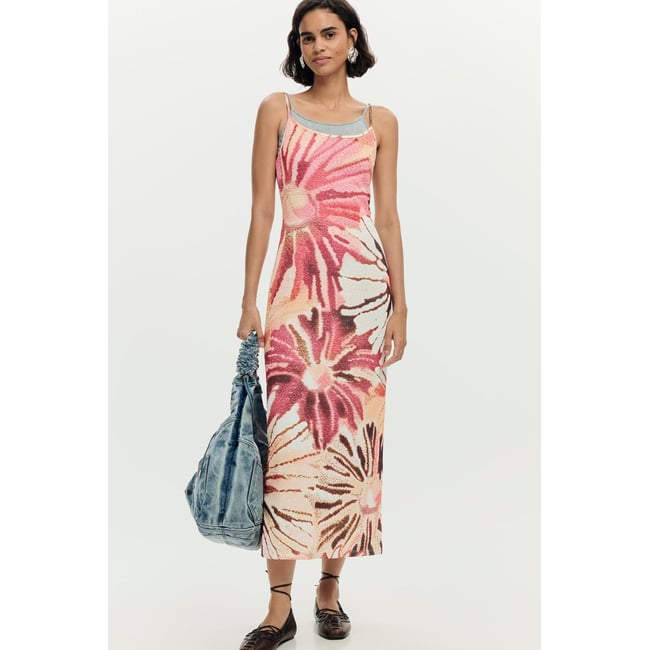 Robe en maille imprimée multicolore <span itemprop=