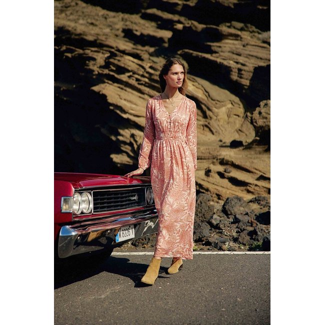 Vestido comprido com decote em V, estampado floral, RHYAN estampado às flores <span itemprop=