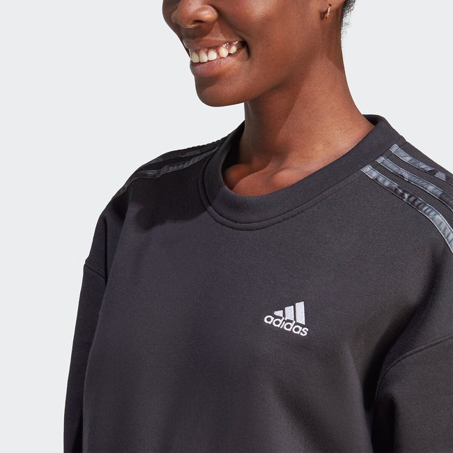 Essentials sweatshirt dress with gathered waist in cotton mix black Adidas Sportswear La Redoute