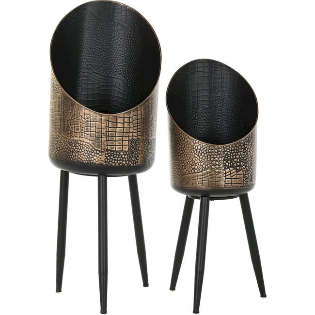 Cache-pot en métal, support élégant Couleur noir cuivre <span itemprop=