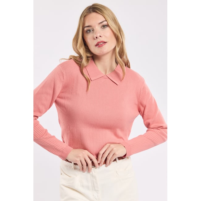 Pull col polo en coton lantana <span itemprop=