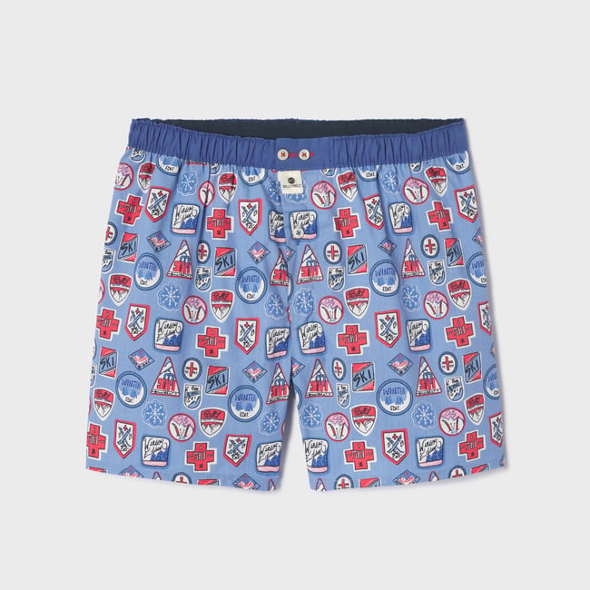 Caleçon en coton biologique FANTAISIE bleu <span itemprop=