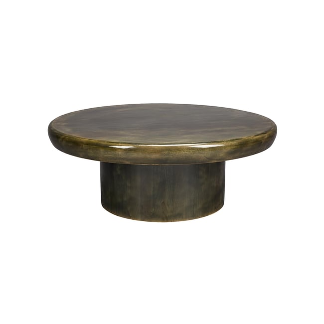 Table basse design ronde en bois, L.80 , MUSH Couleur vert <span itemprop=