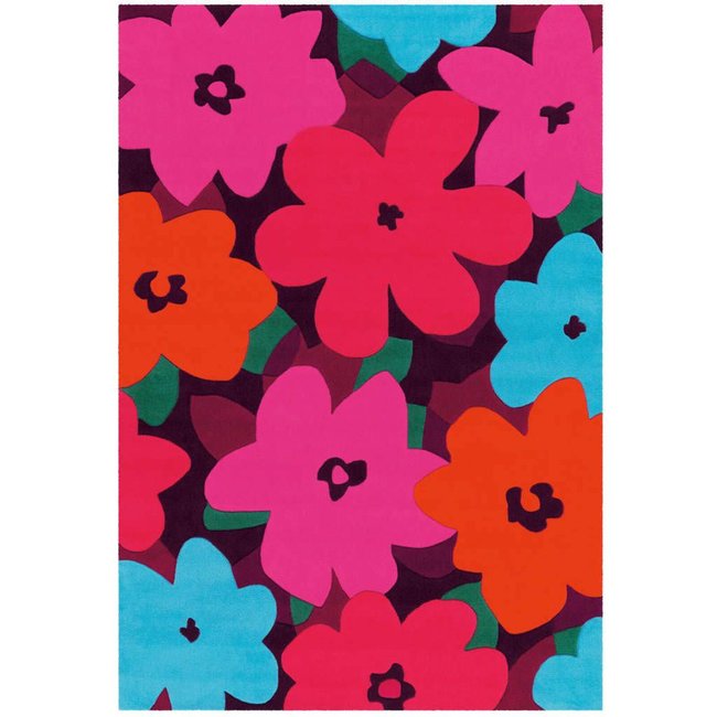 Tapis enfants en acrylique, fleurs roses Couleur multicolore, rose <span itemprop=
