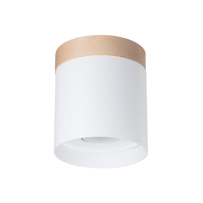 Plafonnier Bois Blanc/Bois Naturel GU10 1 Rif Couleur blanc <span itemprop=