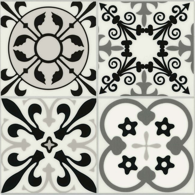 Crédence adhésive murale 3D motifs carreaux de ciment 4 pièces - DOUCEUR D'INTÉRIEUR
