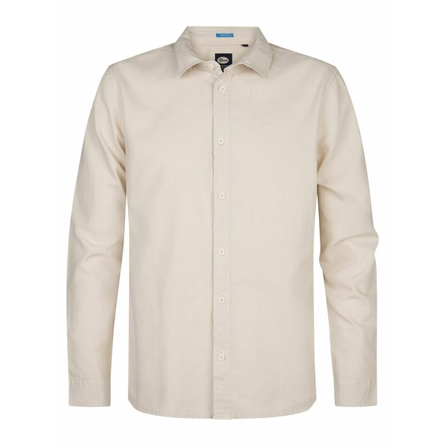 Chemise coton lin coupe droite  ecru <span itemprop=