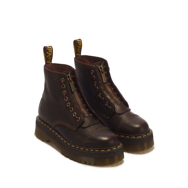 Boots plateformes Sinclair en cuir Ambassador marron foncé <span itemprop=