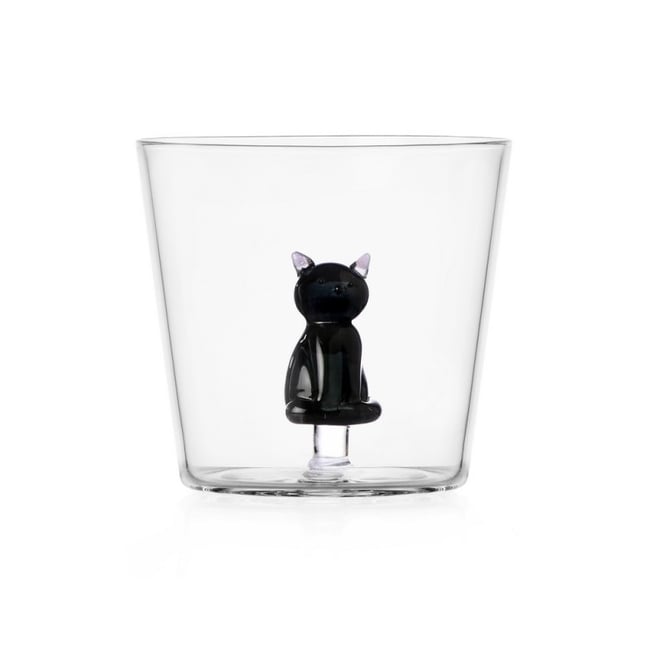 Verre à eau chat  TABBY CAT black cat Couleur noir <span itemprop=