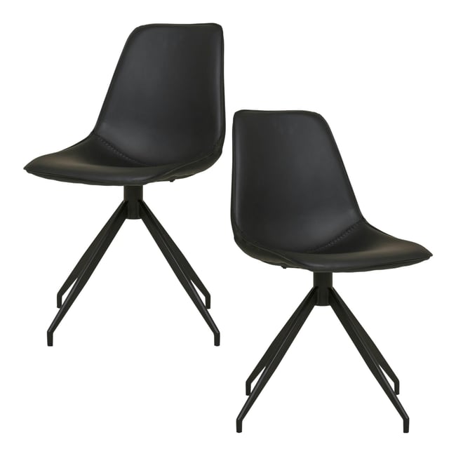 Chaise pivotante avec couture (lot de 2) AMSTERDAM Couleur noir <span itemprop=