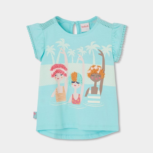 T-shirt fille maille vert <span itemprop=