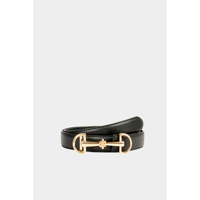 Ceinture fine similicuir noir <span itemprop=