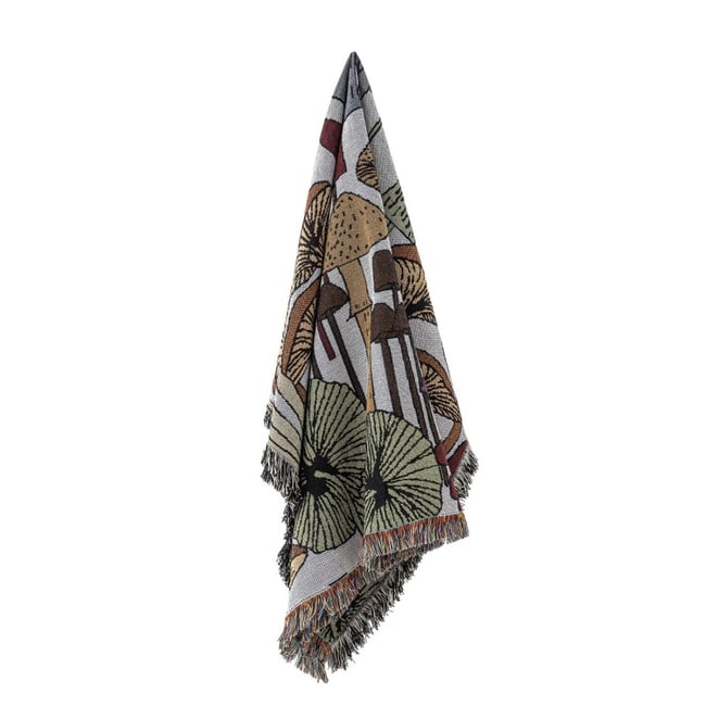 Plaid motif champignons coton recyclé  SONAM multicolore <span itemprop=