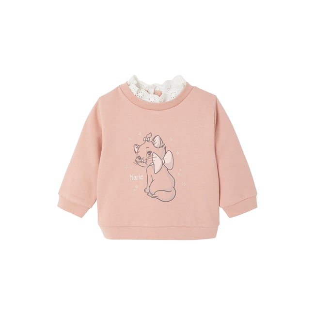 Sweat-shirt Disney Marie les Aristochats rose poudré <span itemprop=