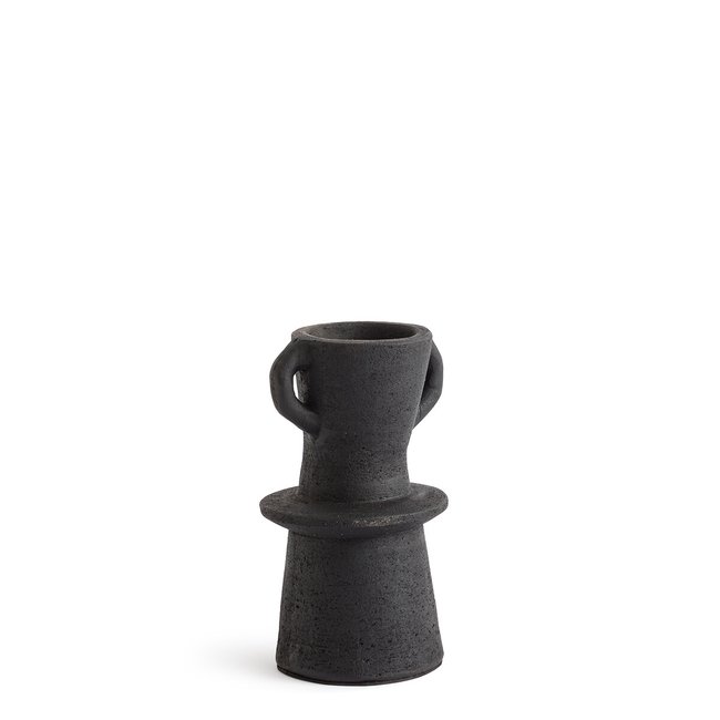 Vase décoratif en terre cuite H24 cm, Kuro noir <span itemprop=
