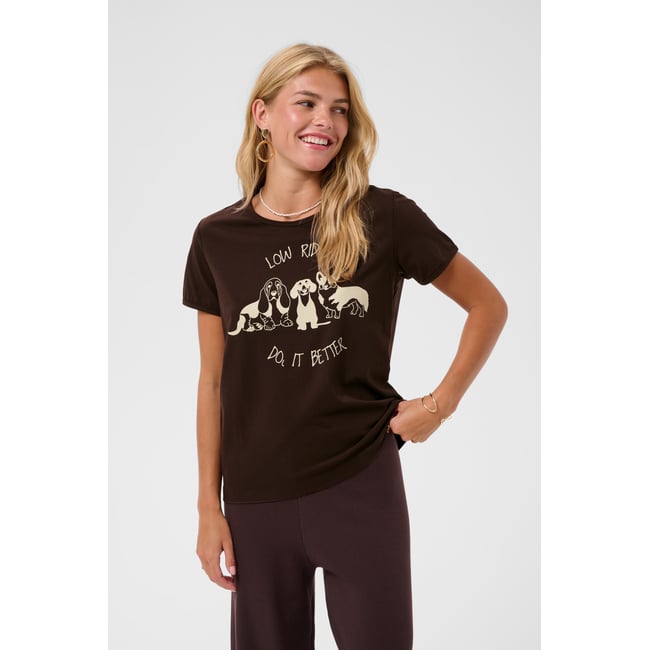 T-shirt marron java with oatmeal dog <span itemprop=