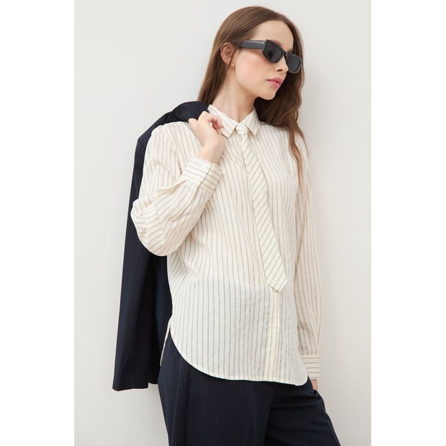 Chemise manches longues col américain blanc <span itemprop=