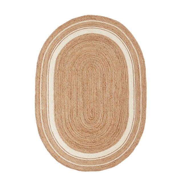 Tapis ovale en jute, Aftas Couleur naturel/blanc <span itemprop=