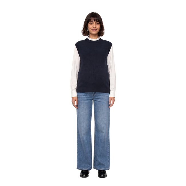Pull de grossesse col volant marine <span itemprop=