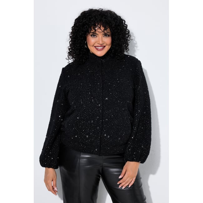 Veste col montant et manches longues noir <span itemprop=
