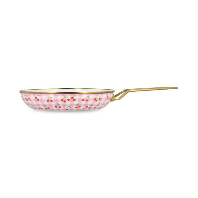 Poêle 28cm en acier émaillé, VICHY CERISE rose <span itemprop=