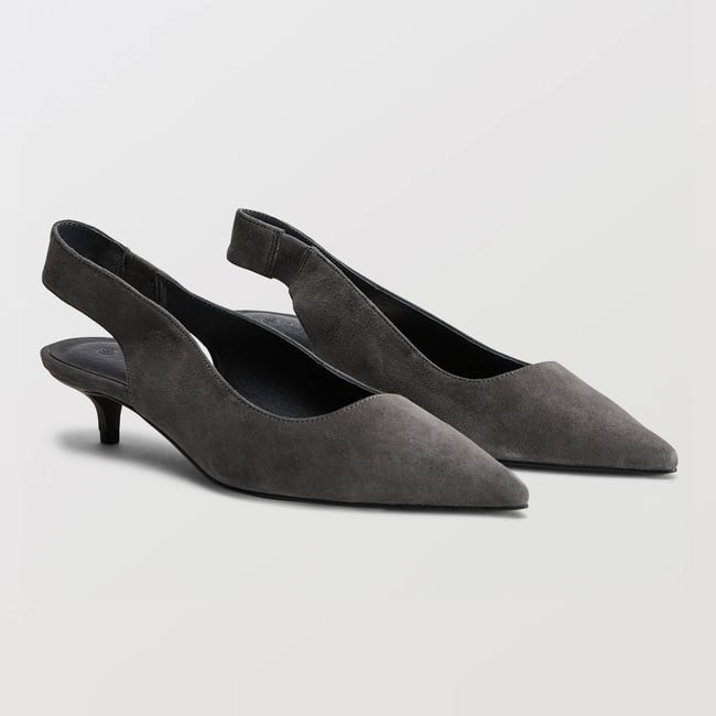 Slingback en croûte de cuir titane <span itemprop=