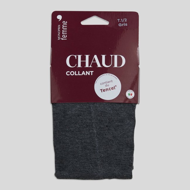 Paire de collants en tencel MONOPRIX gris <span itemprop=