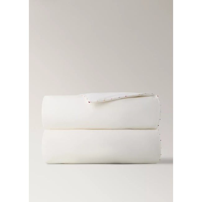Housse de couette 100 % coton Lit 90 cm blanc cassé <span itemprop=