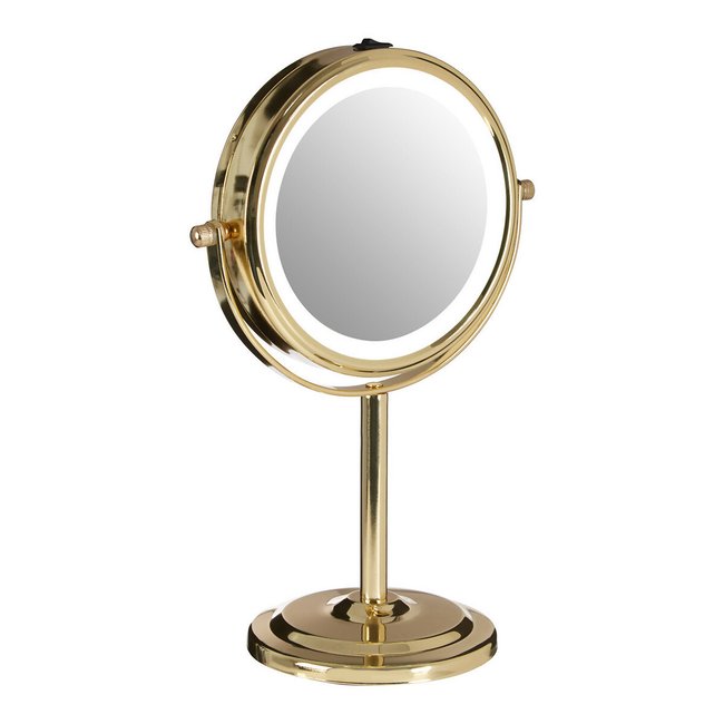 LED Table Mirror in Gold Finish, gold-coloured, SO'HOME