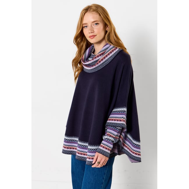 Poncho à Manches en Maille Bobo d'Hiver bleu <span itemprop=