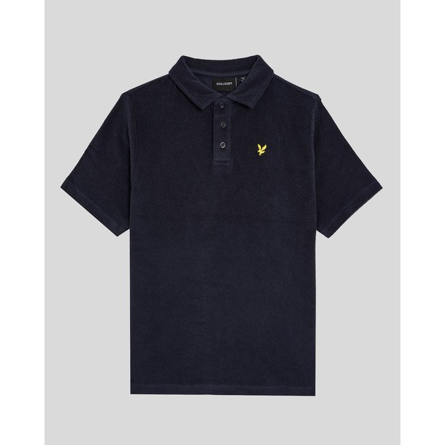 Polo en éponge bleu foncé marine <span itemprop=