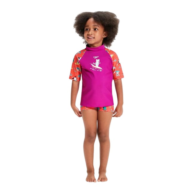 Ensemble de bain anti-irritation motif/style chat violet / rose <span itemprop=