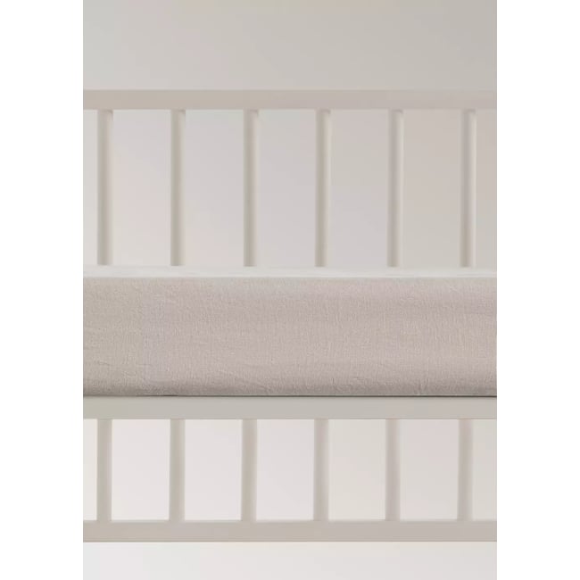 Drap-housse berceau lin lavé marron moyen <span itemprop=