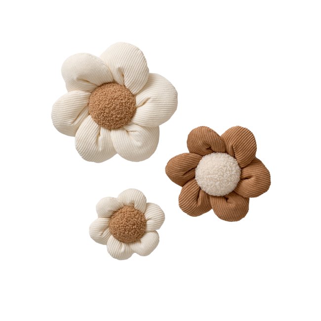 Lot de 3 fleurs en velours Couleur beige <span itemprop=