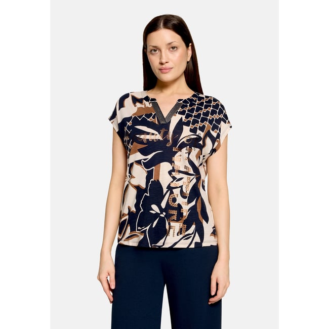 Haut casual à empiècement façon blouse dark blue/nature <span itemprop=