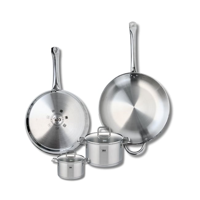 Batterie 2 poêles 28/32cm + 2 faitouts 12/16cm PROFI CITRIN inox <span itemprop=