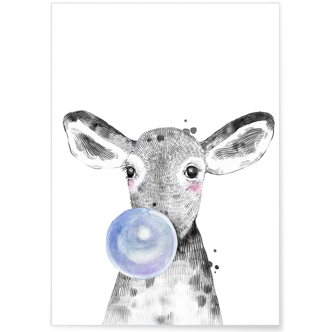 Affiche Bulle de Veau Bleue Couleur blanc <span itemprop=
