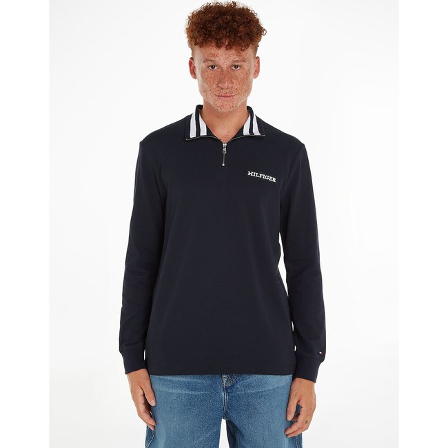 Langarm-Shirt mit Reissverschluss, schwerer Jersey marine <span itemprop=