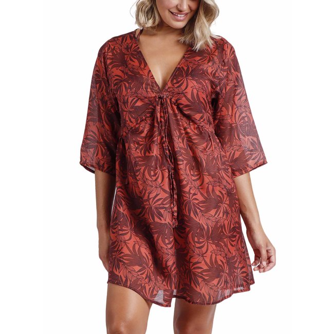 Robe de plage Sunset Palm marron <span itemprop=