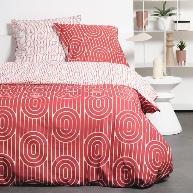 Parure de lit SUNSHINE ELINE rouge <span itemprop=