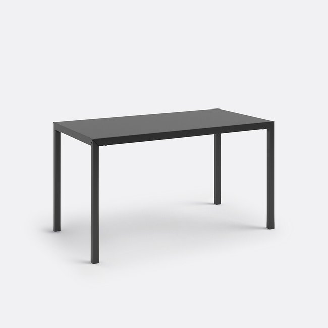 Table à manger métal acier noir 4 couverts Hiba Couleur noir <span itemprop=