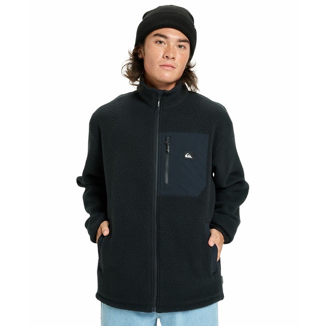 Clean Coast Zip-Up Jumper with High Neck, black, QUIKSILVER
